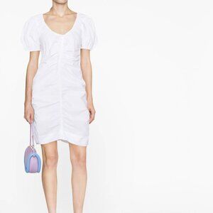 NWT GANNI ruched puff-sleeve minidress